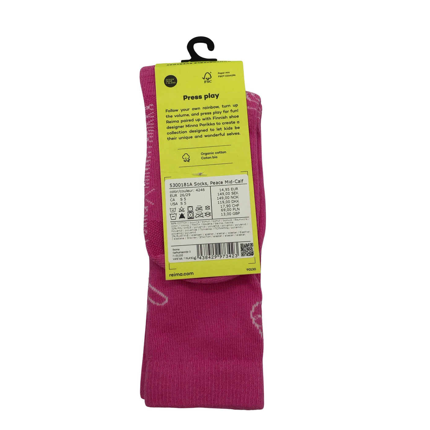 Unisex Reima - Sokid, suurus 27 - Roosa (2)