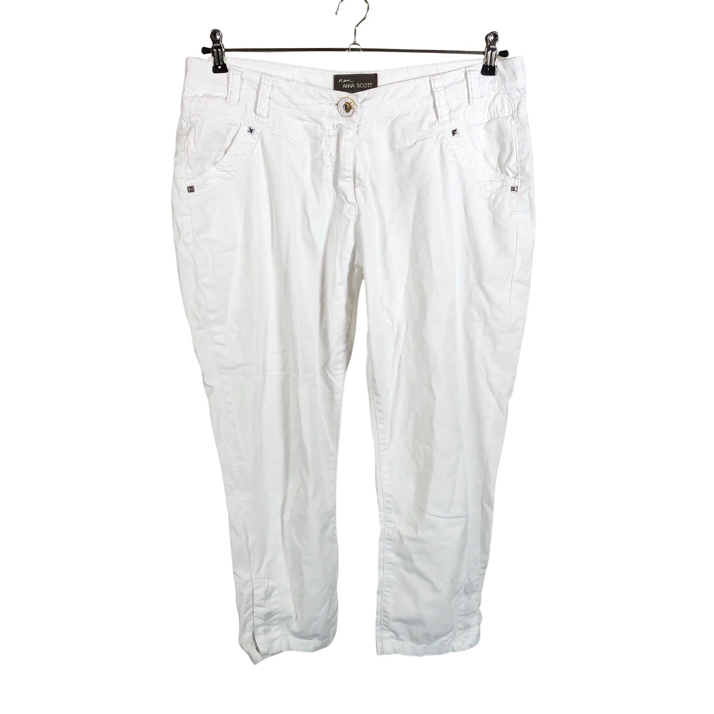 Unisex Anna Scott - Mittevenivad poolpikad püksid, suurus 40 - Valge (1)
