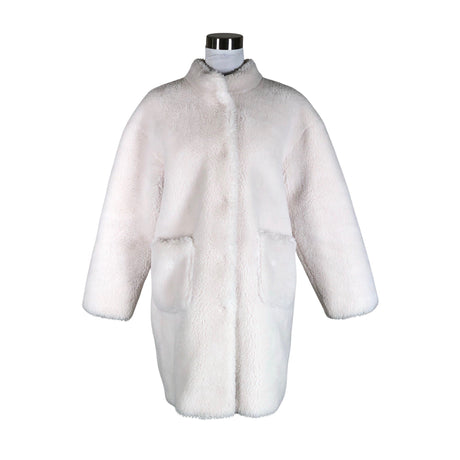 Unisex Muotikuu - Kunstkarusnahast mantel, suurus 36 - Valge ()