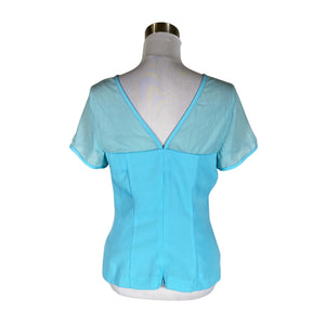 Unisex Lori Weidner - Lühikeste käistega pluus, suurus 40 - Türkiis (2)