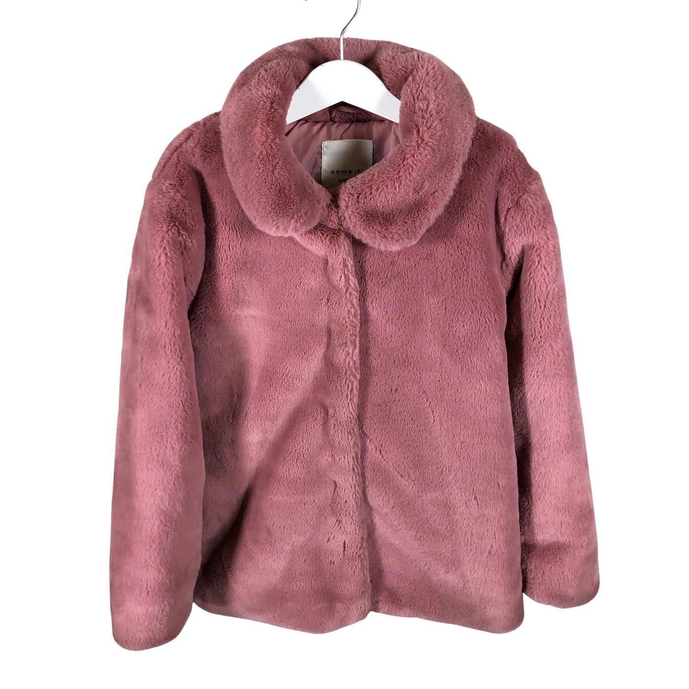 Unisex Name It - Kunstkarusnahast mantel, suurus 128 - 134 - Heleroosa (1)