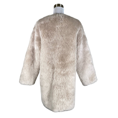 Unisex Muotikuu - Kunstkarusnahast mantel, suurus 40 - Heleroosa (2)