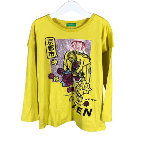 Unisex Benetton - Trikotaažist pluus, suurus 128 - 134 - Kollane ()