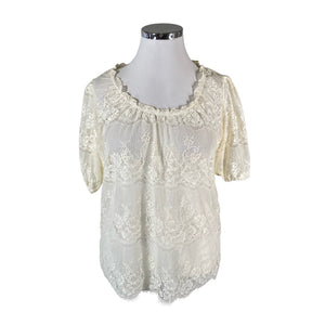 Unisex Lindex - Lühikeste käistega pluus, suurus 44 - Looduslik valge (1)