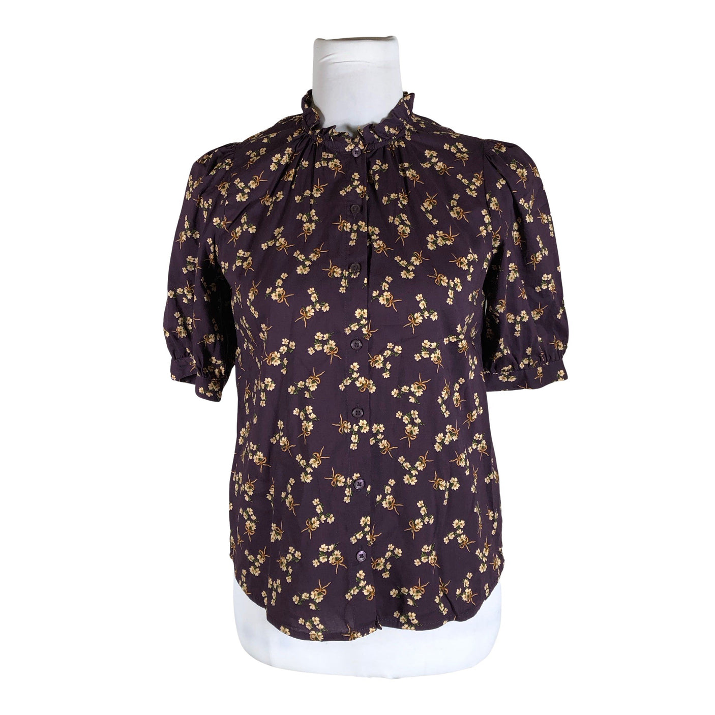 Unisex Holly & Whyte by Lindex - Lühikeste käistega pluus, suurus 36 - Veinipunane (1)