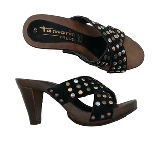 Unisex Tamaris - Kontsaga rihmikud, suurus 36 - Must (1)