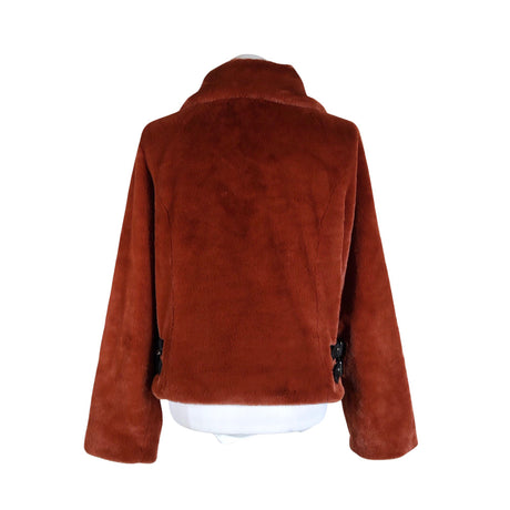 Unisex DKNY - Kunstkarusnahast mantel, suurus 36 - Pruun (2)