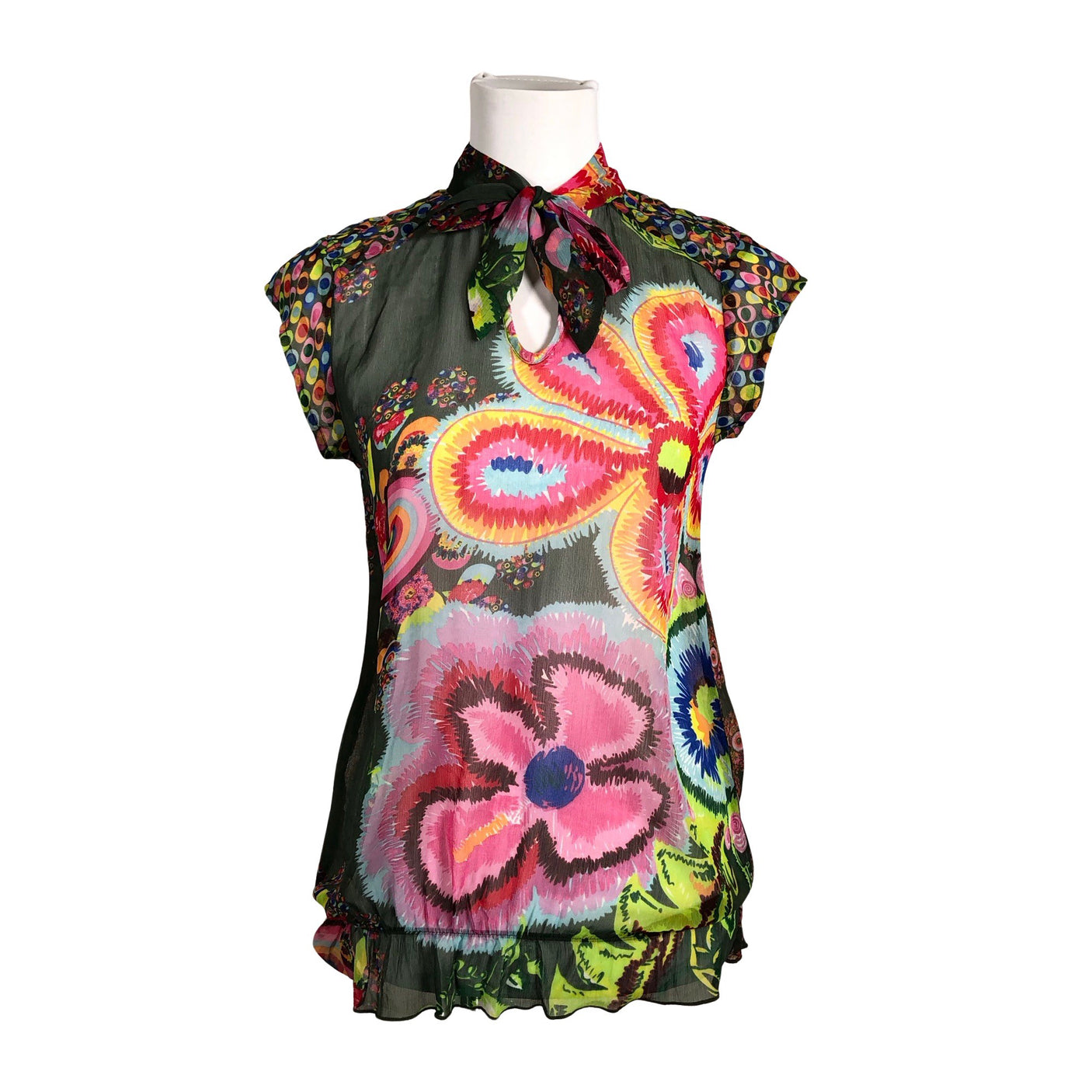Unisex Desigual - Lühikeste käistega pluus, suurus 36 - Roheline (1)