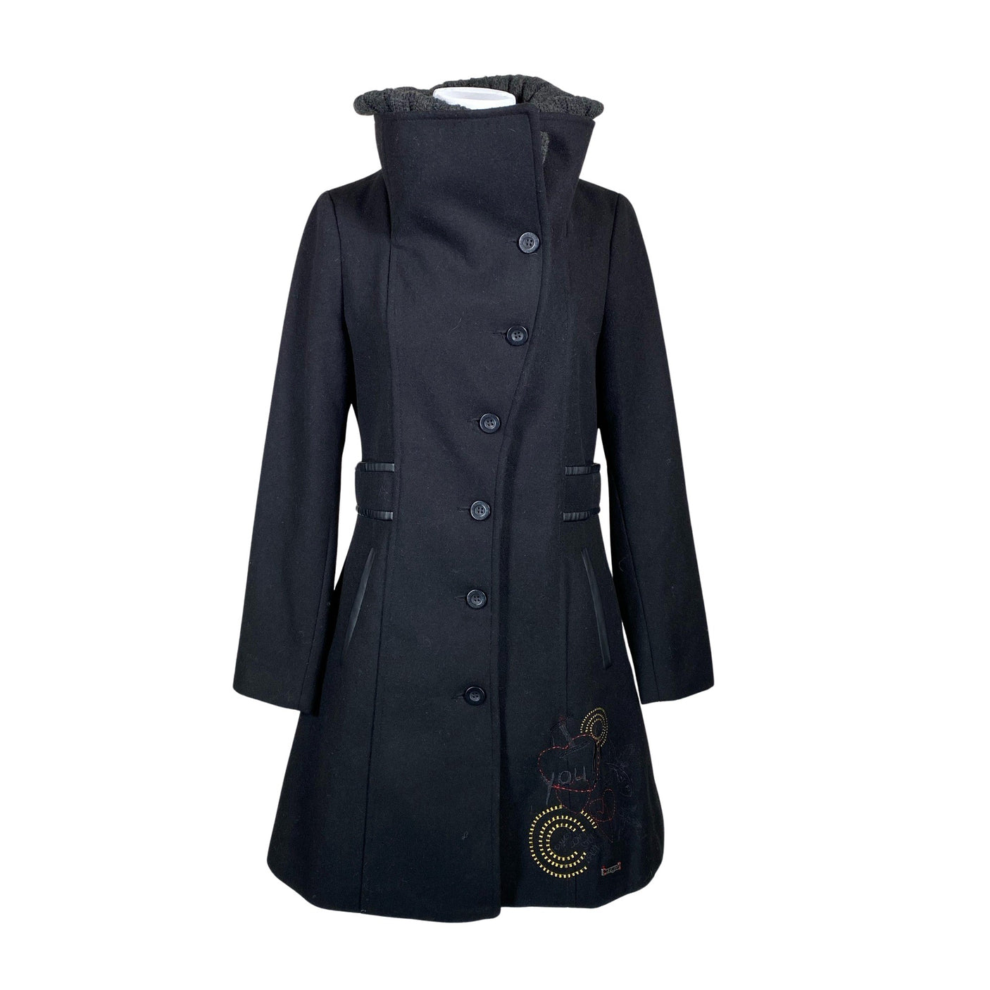 Unisex Desigual - Villane mantel, suurus 40 - Must (1)
