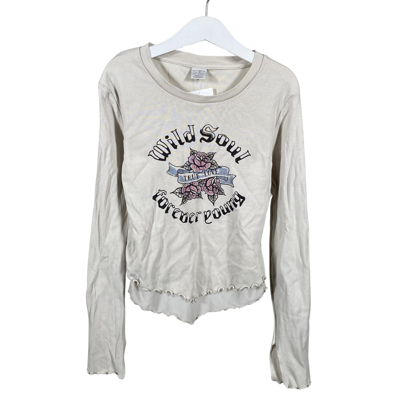 Unisex Lindex - Trikotaažist pluus, suurus 146 - 152 - Beige (1)