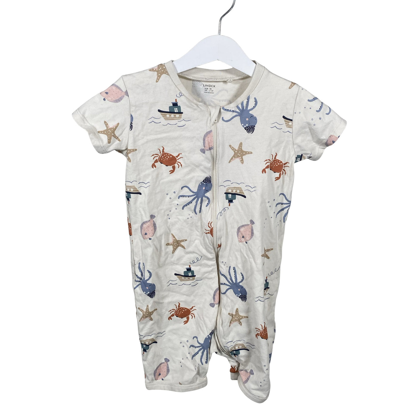 Unisex Lindex - Lühike pükskostüüm, suurus 92 - 98 - Looduslik valge (1)