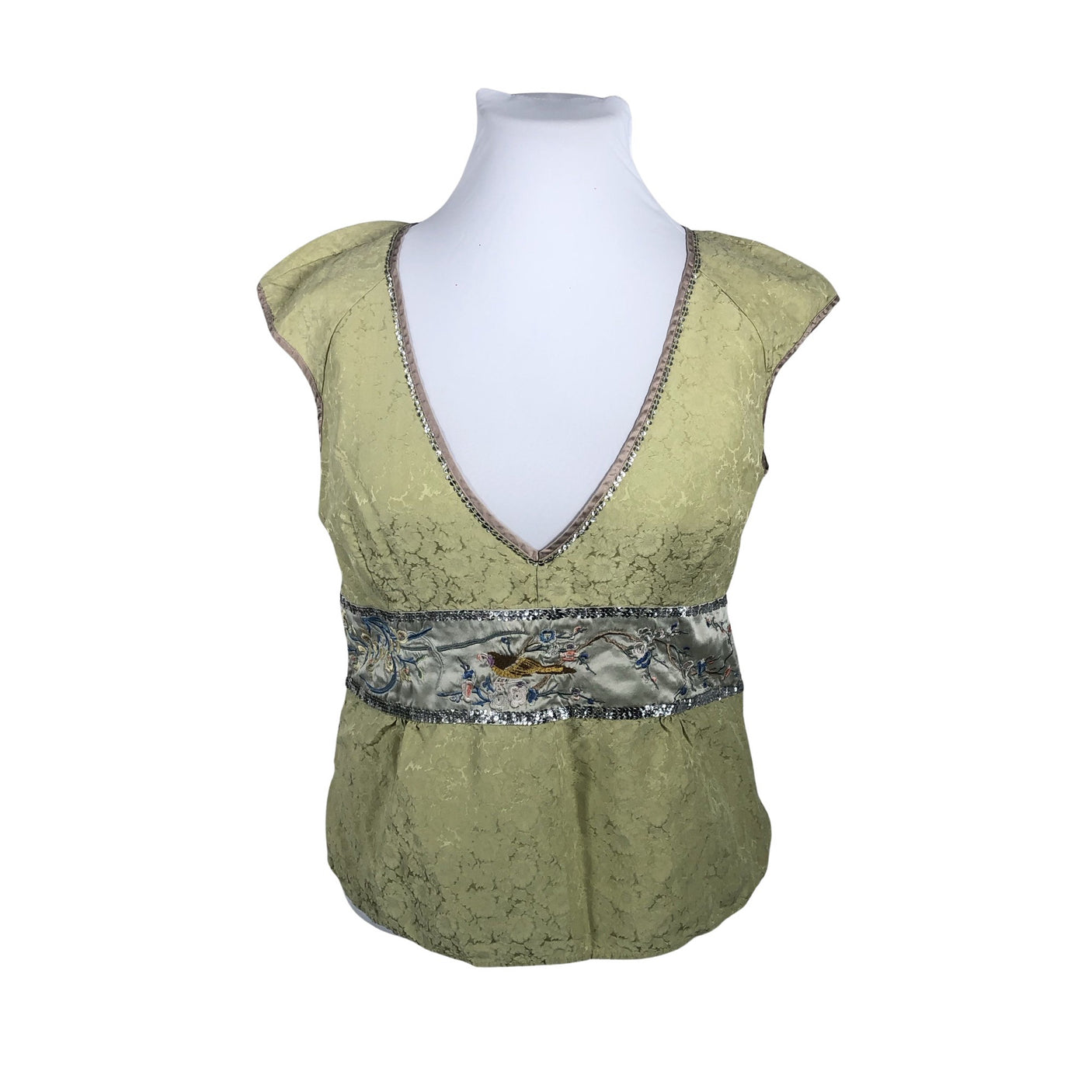 Unisex Noa Noa - Lühikeste käistega pluus, suurus 46 - Roheline (1)