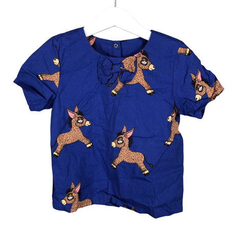 Unisex Mini Rodini - Lühikeste käistega pluus, suurus 104 - 110 - Sinine ()