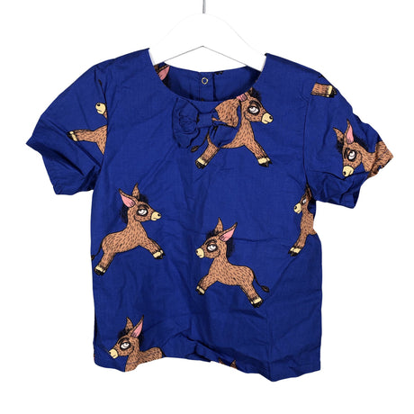 Unisex Mini Rodini - Lühikeste käistega pluus, suurus 104 - 110 - Sinine (2)