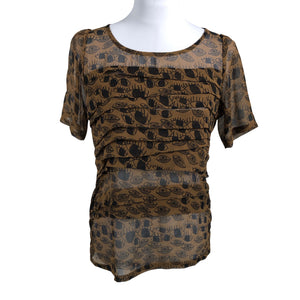 Unisex Nümph - Lühikeste käistega pluus, suurus 36 - Pruun (1)