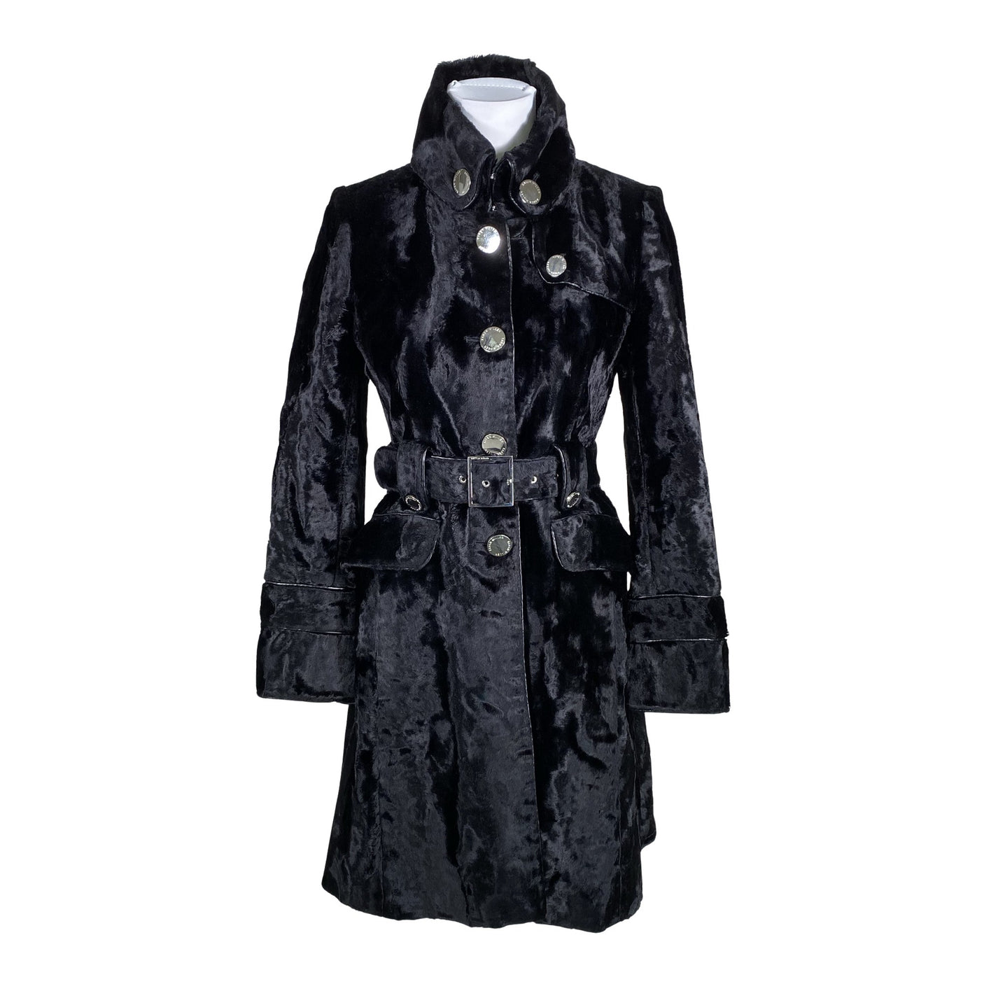 Unisex Karen Millen - Kunstkarusnahast mantel, suurus 34 - Must (1)