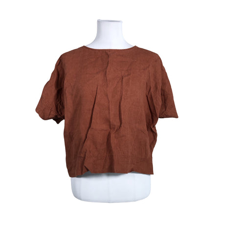 Unisex Linenfox - Lühikeste käistega pluus, suurus 38 - Pruun ()