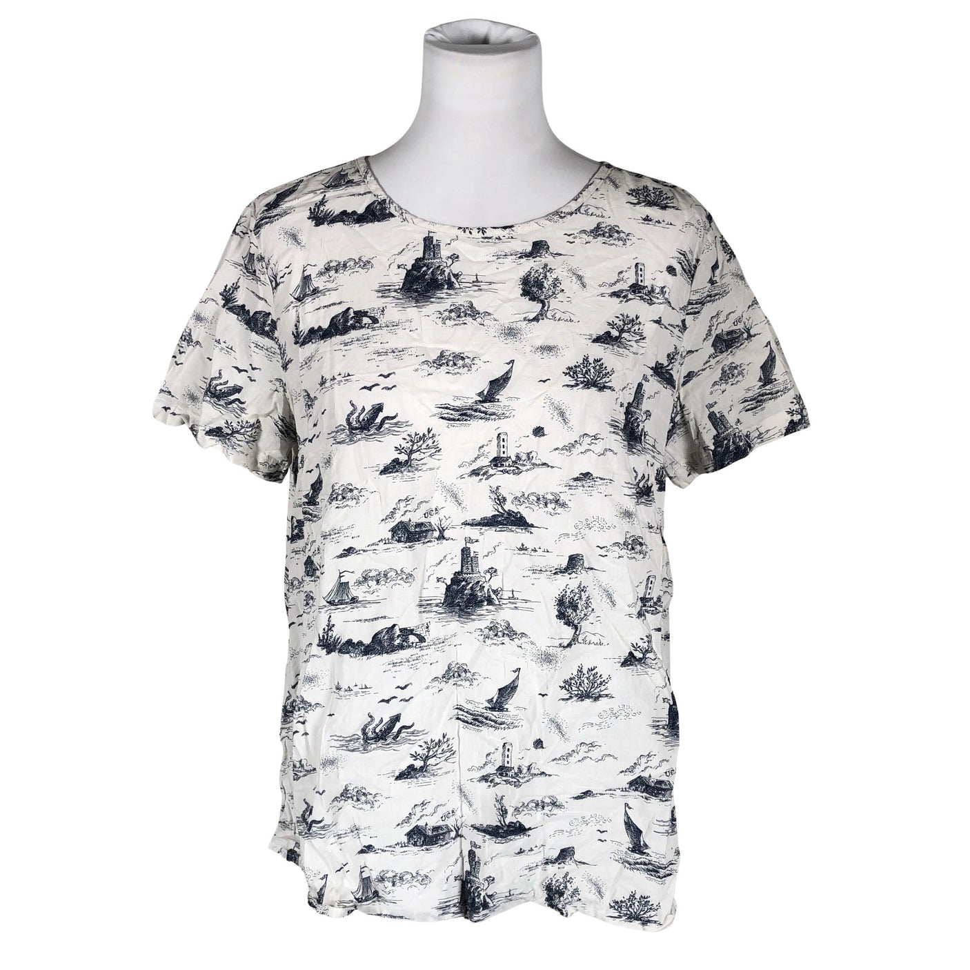 Unisex Benetton - Lühikeste käistega pluus, suurus 40 - Valge (1)