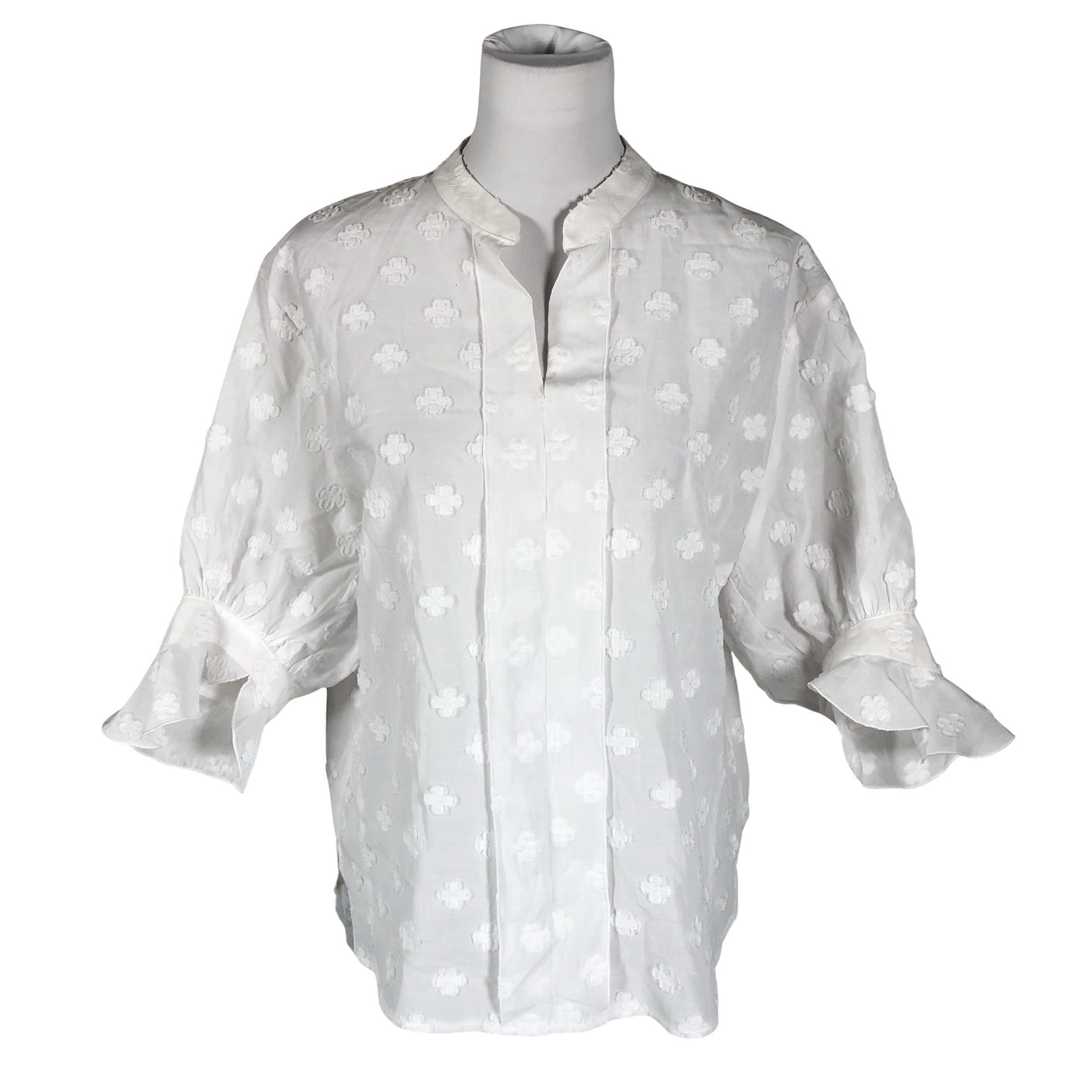 Unisex Andiata - Lühikeste käistega pluus, suurus 38 - Valge (1)