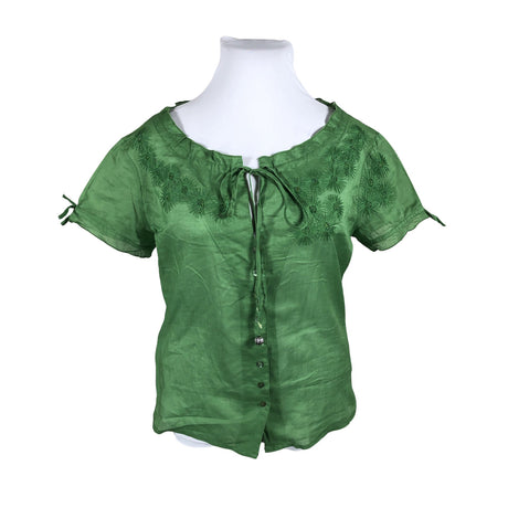 Unisex Bandolera - Lühikeste käistega pluus, suurus 42 - Roheline ()