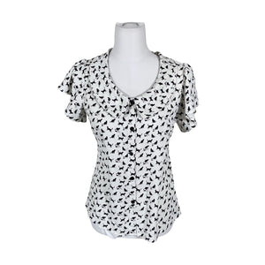 Unisex Voodoo Vixen - Lühikeste käistega pluus, suurus 36 - Valge (1)