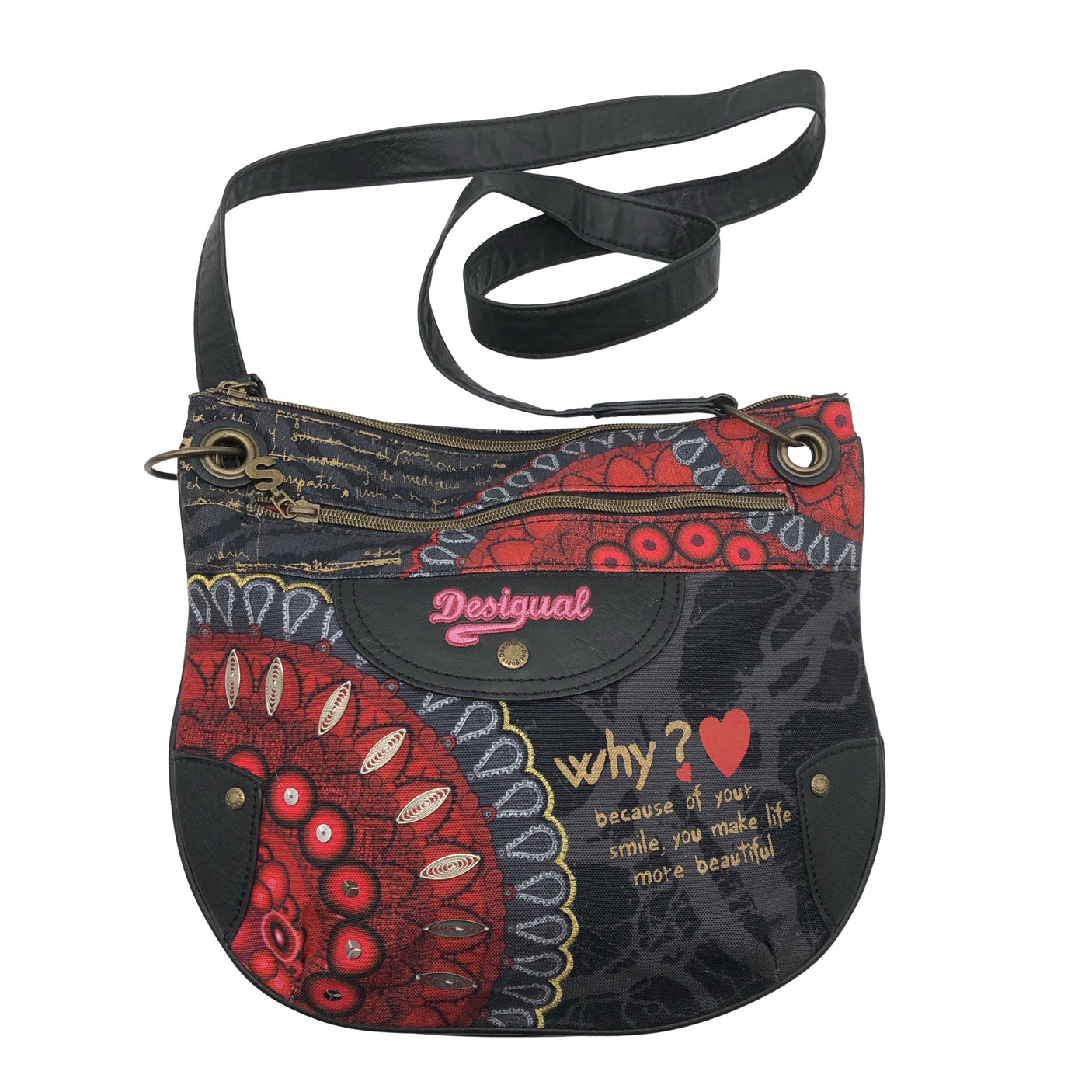 Unisex Desigual - Õlakott, suurus Midi - Must (1)