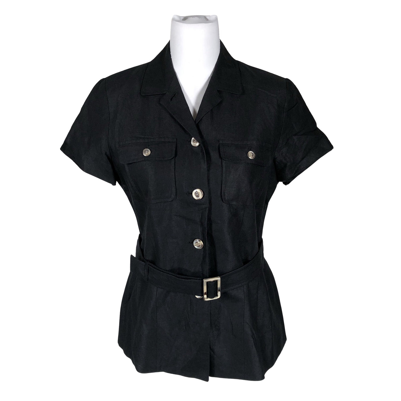 Unisex Global - Lühikeste käistega pluus, suurus 38 - Must (1)