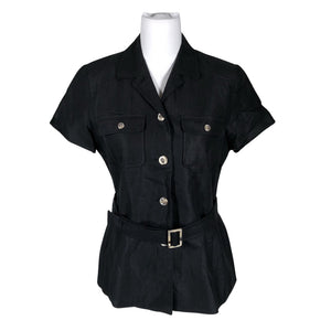 Unisex Global - Lühikeste käistega pluus, suurus 38 - Must (1)