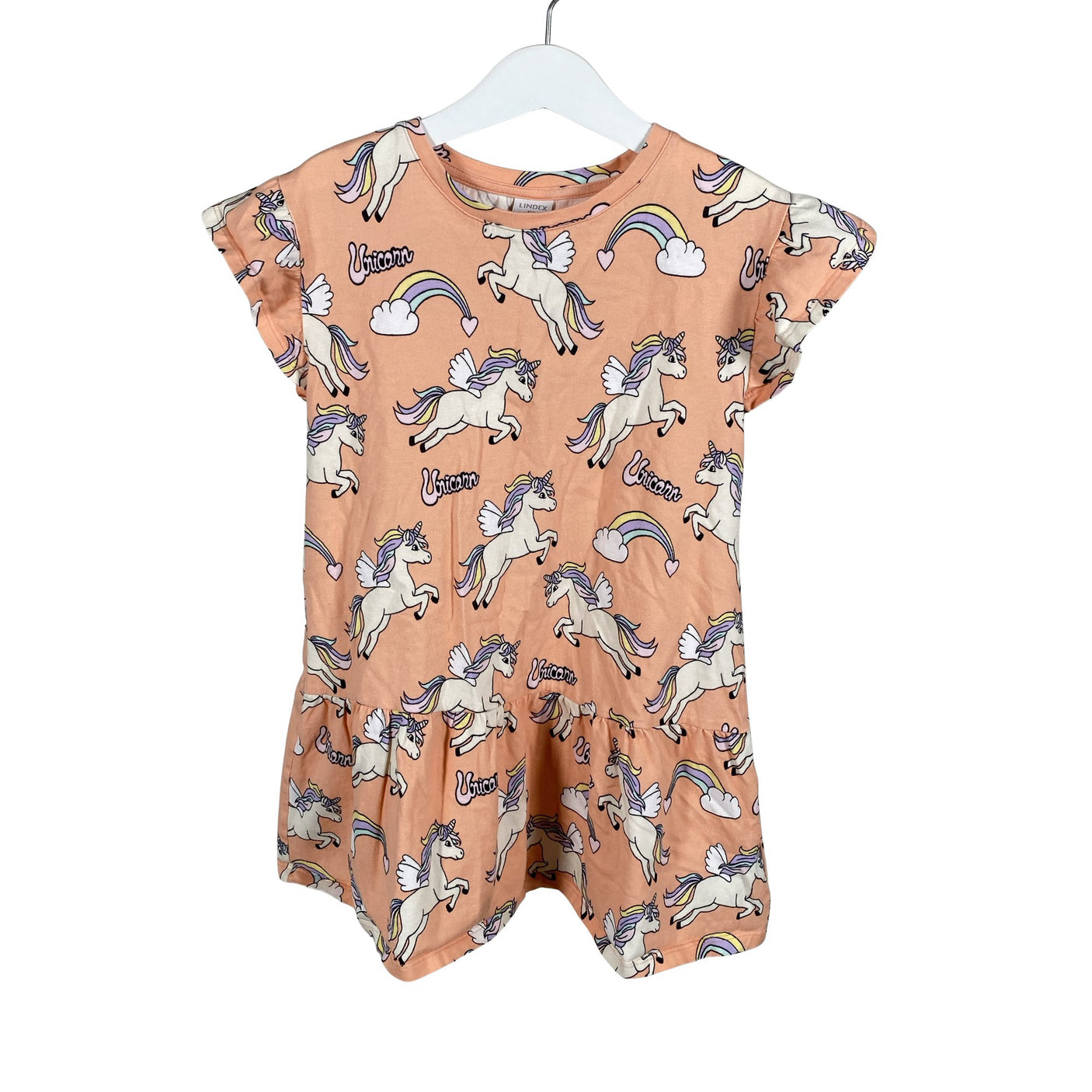 Unisex Lindex - Trikotaažist kleit, suurus 110 - 116 - Oranž (1)