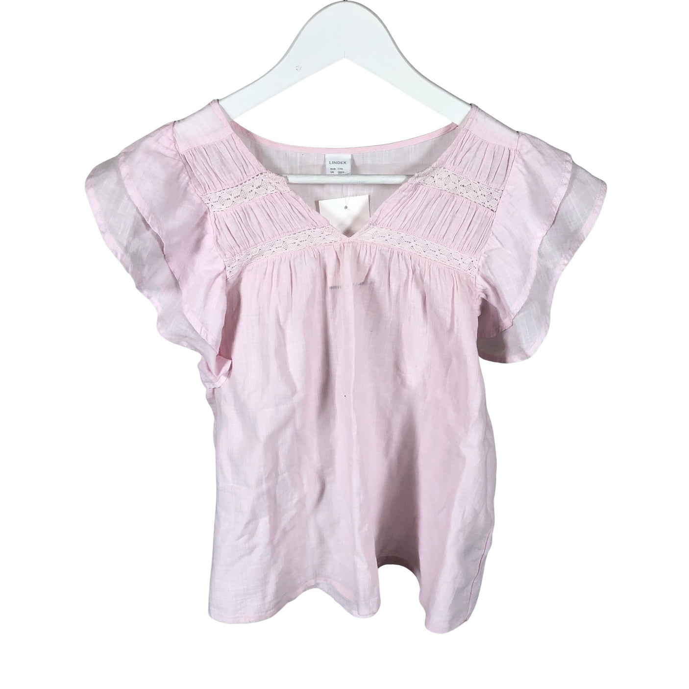 Unisex Lindex - Lühikeste käistega pluus, suurus 164 - 170 - Heleroosa (1)