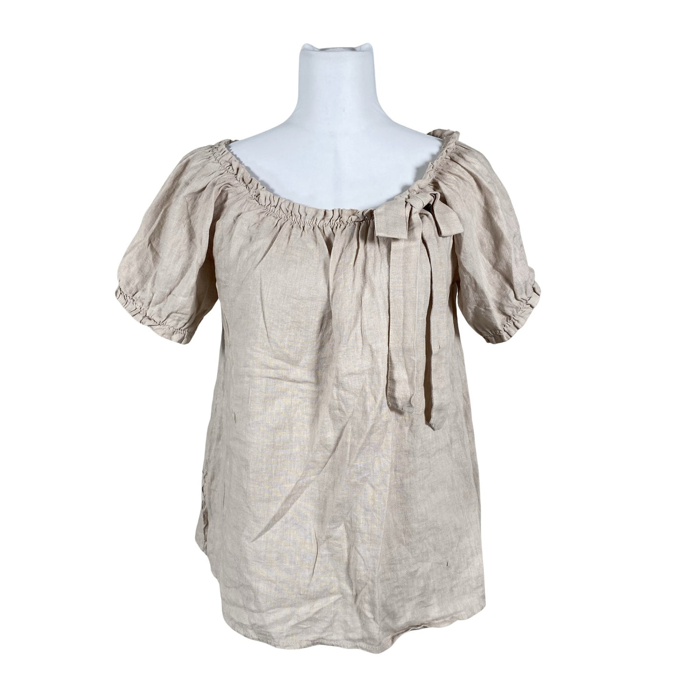 Unisex Peura - Lühikeste käistega pluus, suurus 38 - Beige (1)