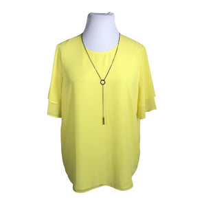 Unisex Finnsön - Lühikeste käistega pluus, suurus 44 - Kollane (1)