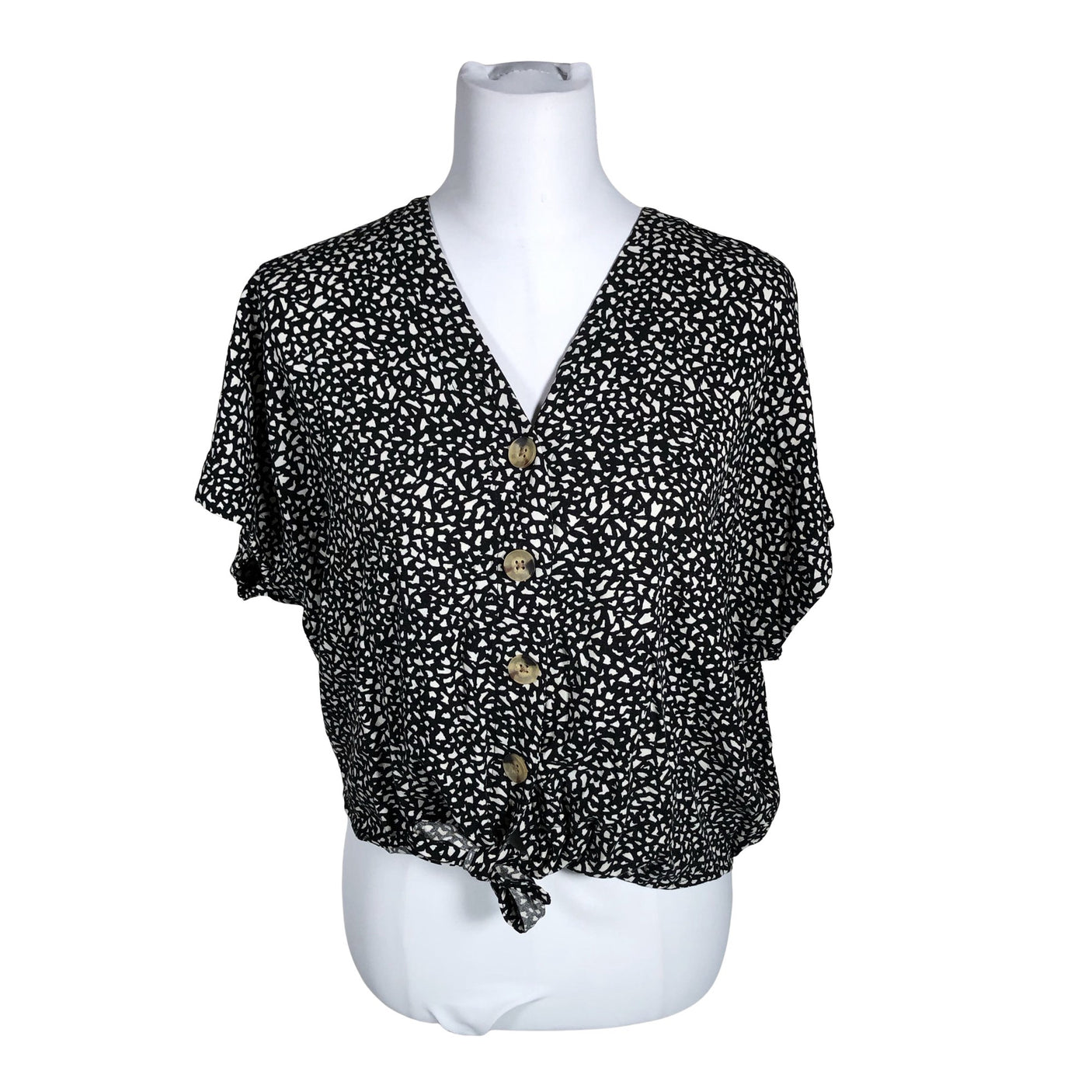 Unisex Lindex - Lühikeste käistega pluus, suurus 38 - Must (2)