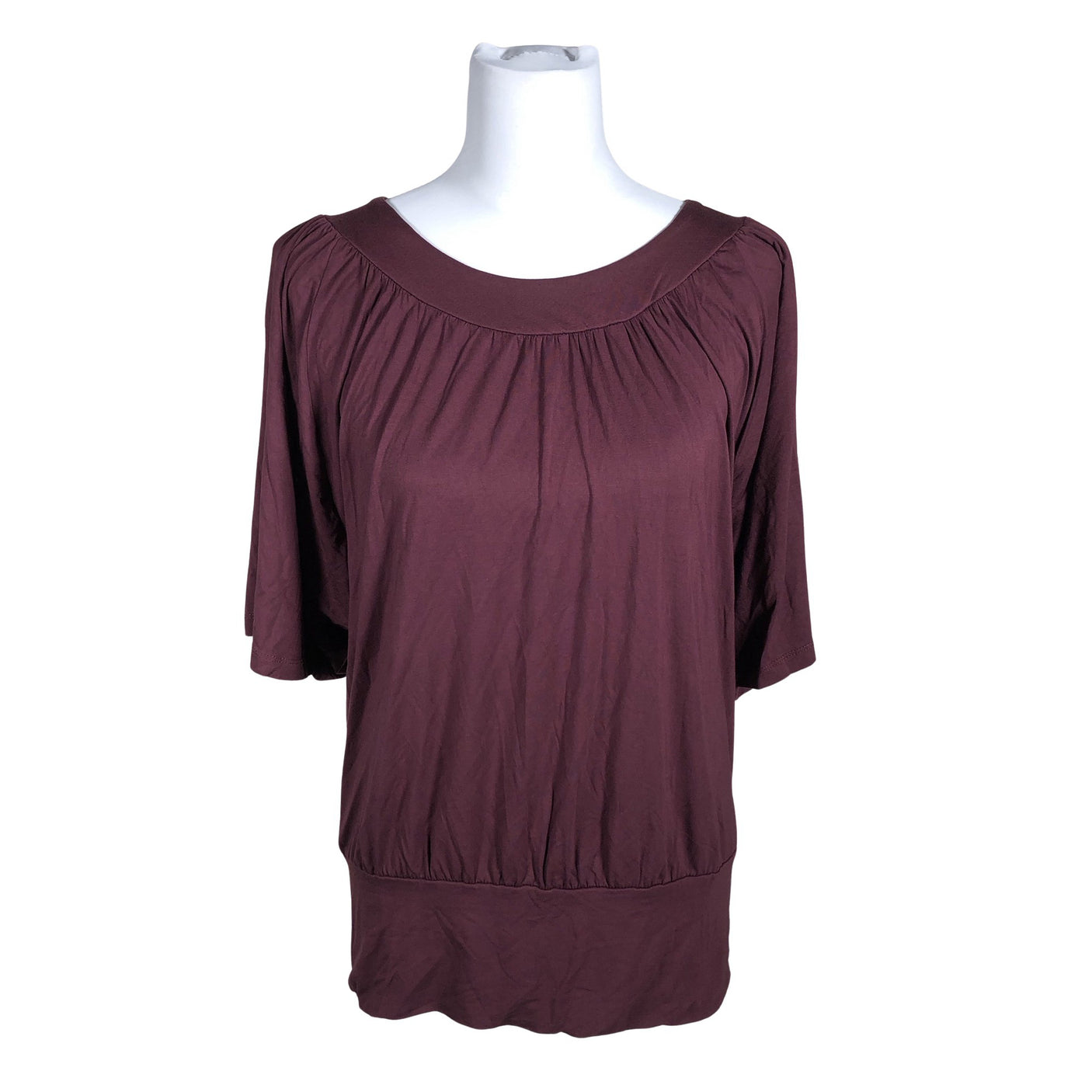 Unisex Soyaconcept - Lühikeste käistega pluus, suurus 38 - Veinipunane (1)