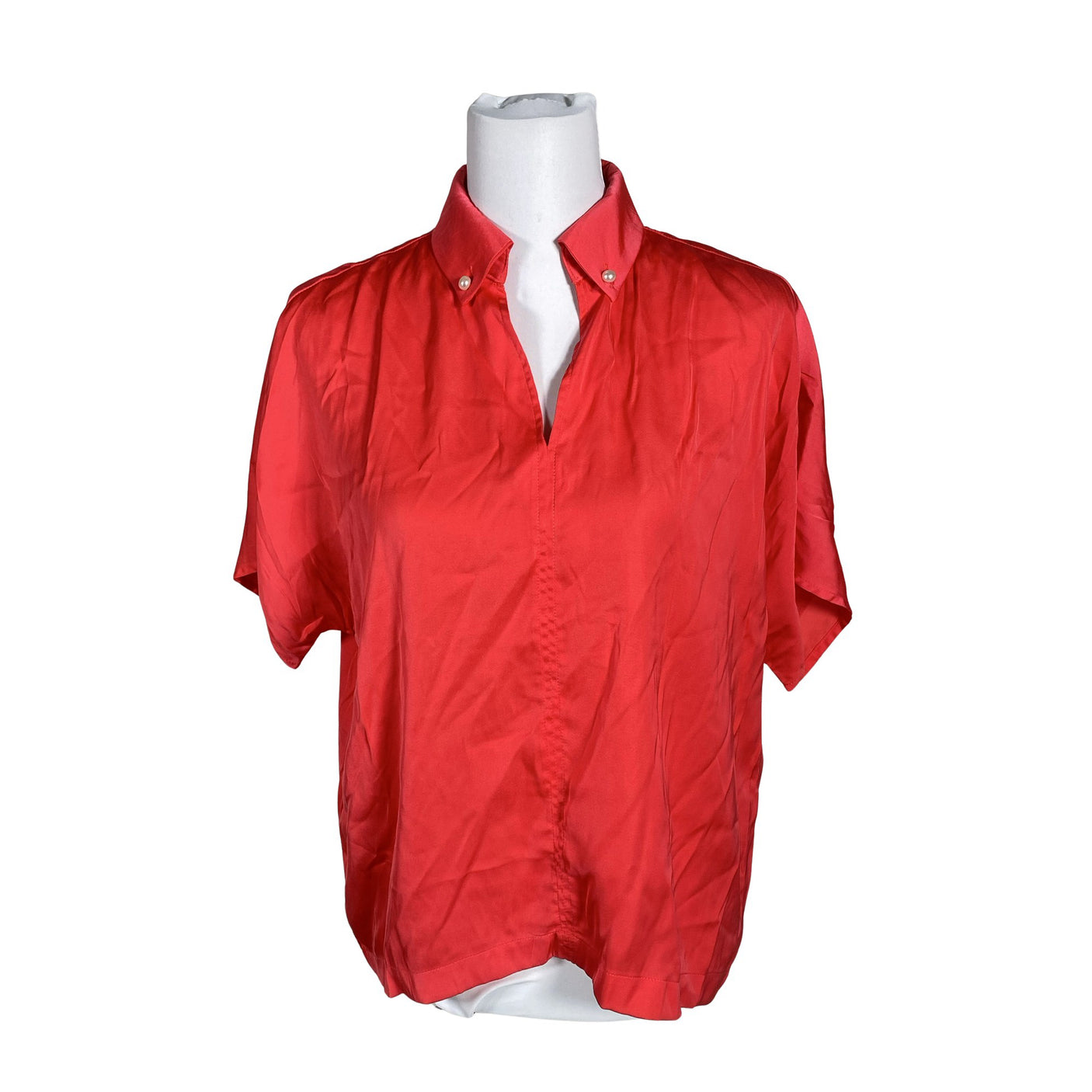 Unisex Fransa - Lühikeste käistega pluus, suurus 36 - Punane (1)