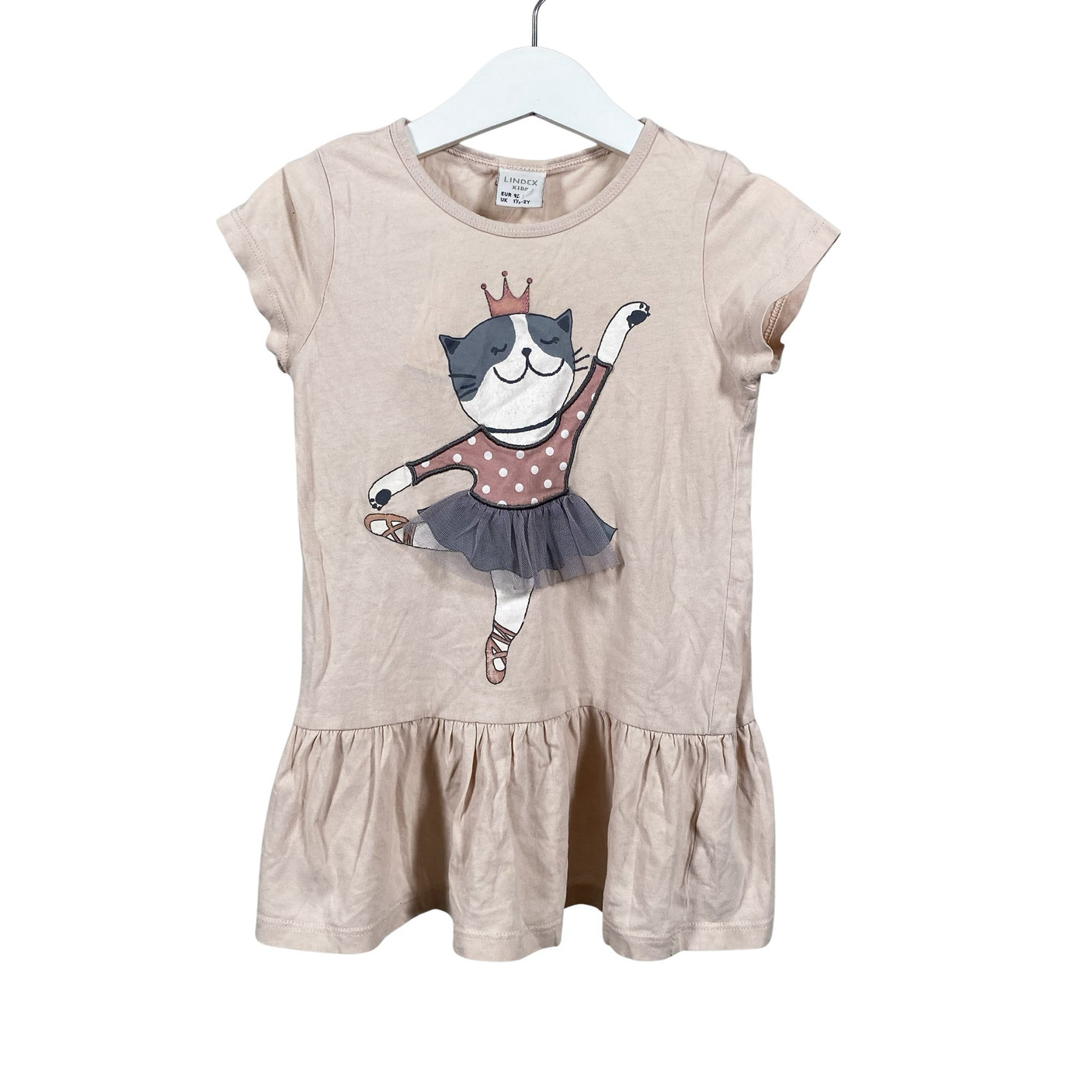 Unisex Lindex - Trikotaažist kleit, suurus 86 - 92 - Heleroosa (1)
