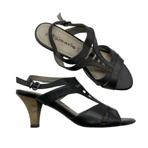 Unisex Tamaris - Kontsaga rihmikud, suurus 39 - Must (1)