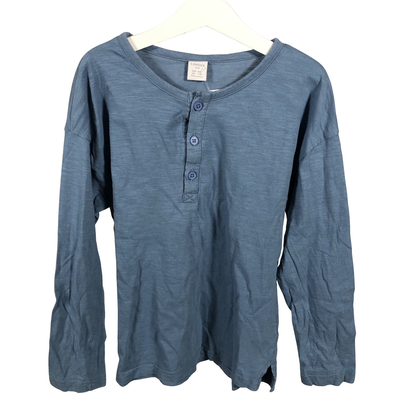 Unisex Lindex - Trikotaažist pluus, suurus 122 - 128 - Helesinine (1)