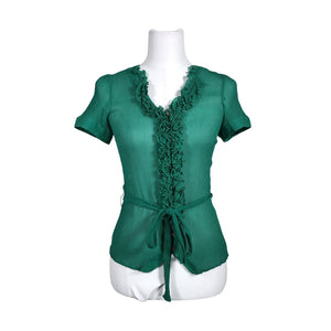 Unisex Bandolera - Lühikeste käistega pluus, suurus 38 - Roheline (1)