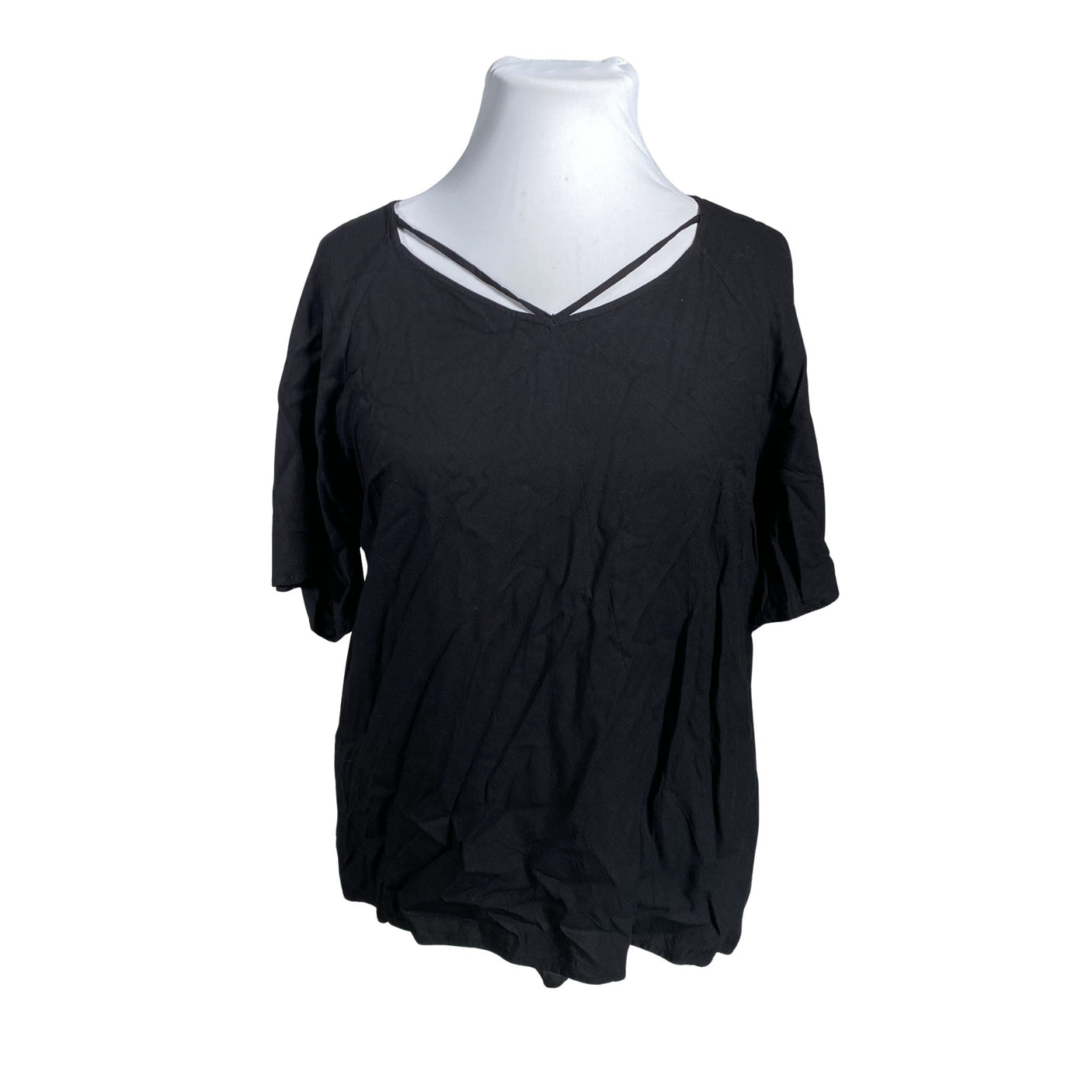 Unisex Zizzi - Lühikeste käistega pluus, suurus 42 - Must (1)