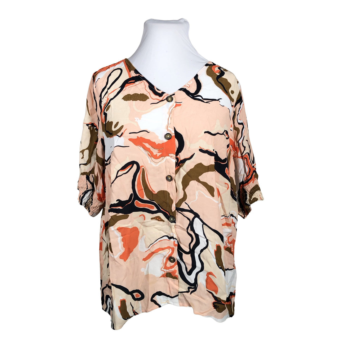 Unisex Zizzi - Lühikeste käistega pluus, suurus 46 - Beige (1)