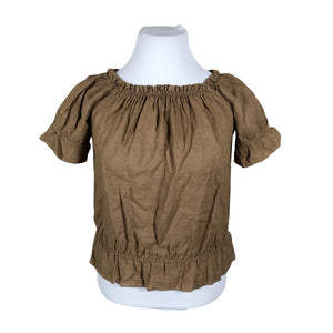 Unisex Wilhelmiina - Lühikeste käistega pluus, suurus 42 - Pruun (1)
