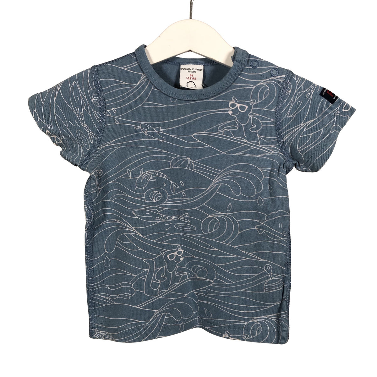 Unisex Polarn O. Pyret - T-särk, suurus 80 - 86 - Helesinine (1)