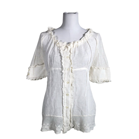 Unisex Branting - Lühikeste käistega pluus, suurus 36 - Valge ()