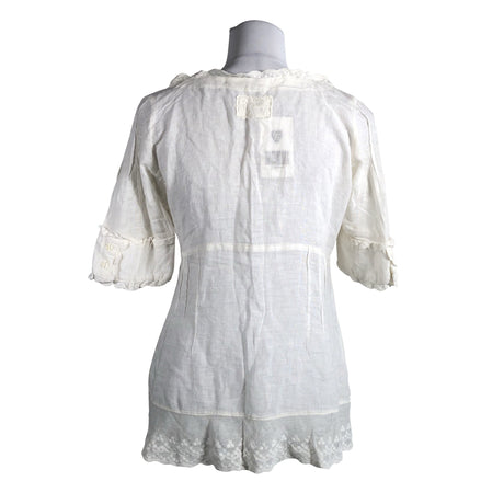 Unisex Branting - Lühikeste käistega pluus, suurus 36 - Valge (2)