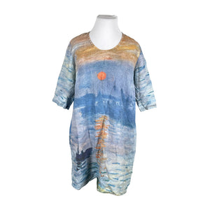 Unisex Prints on Linen - Mitteveniv kleit, suurus 48 - Helesinine (1)