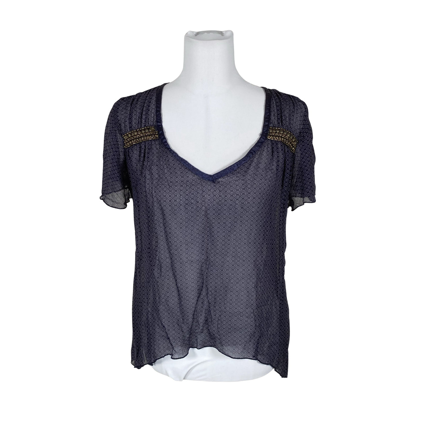Unisex Rabalder - Lühikeste käistega pluus, suurus 36 - Sinine (1)