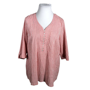 Unisex Ulla Popken - Lühikeste käistega pluus, suurus 46 - Heleroosa (1)