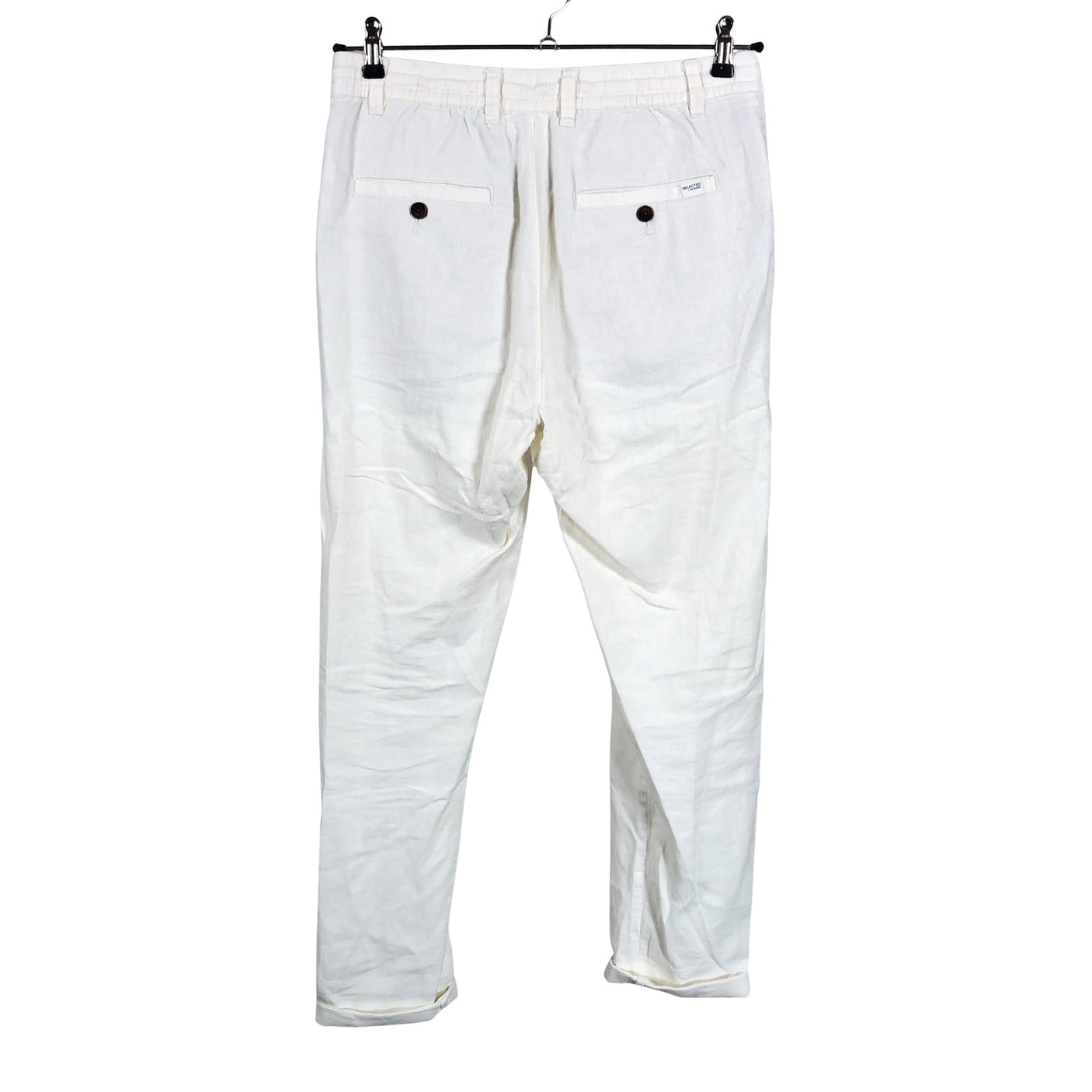 Unisex Selected - Mittevenivad püksid, suurus S - Looduslik valge (2)