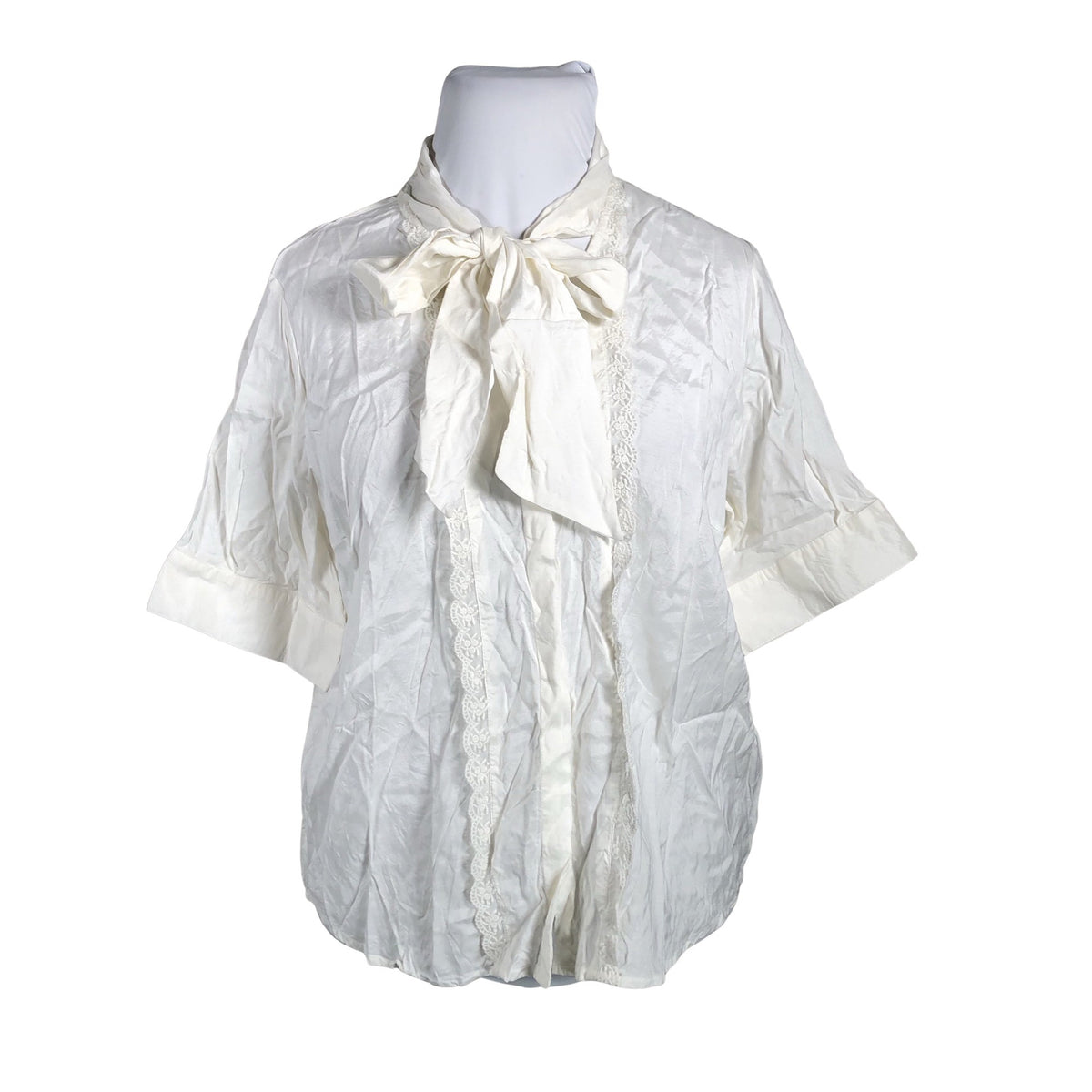 Unisex Cream - Lühikeste käistega pluus, suurus 46 - Valge (1)